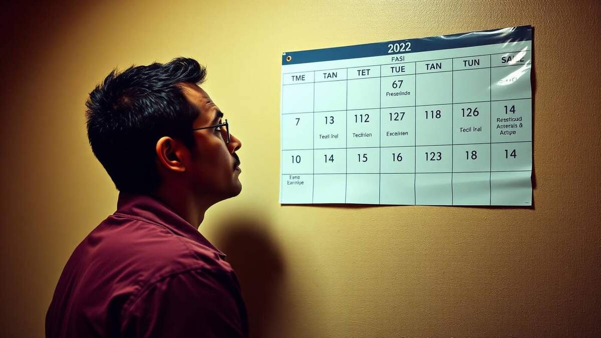 Trabalhador olhando para um calendário de trabalho representando a escala 6x1